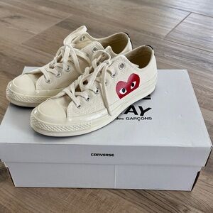Converse Kids Cream Sneakers with Red Heart